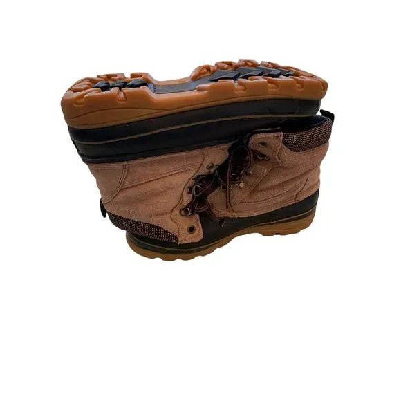 9M Boston Accent "Sleek" Women's Lace Up Winter Duck Boots Tan Suede and Navy Bl - Picture 8 of 11